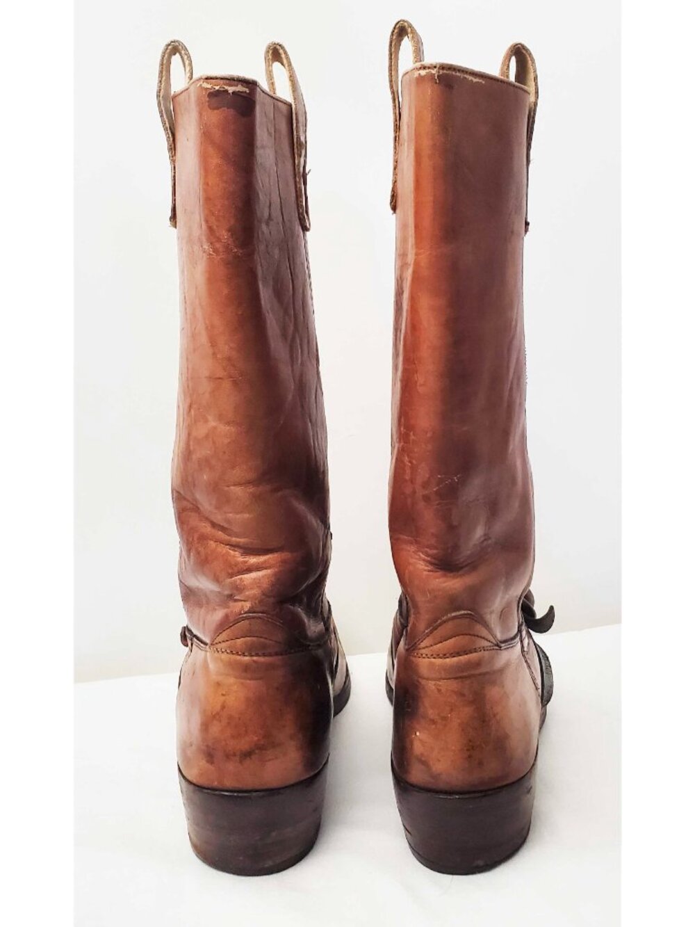 Vintage FRYE 1970's Black Label Brown Engineer Harness Boots Square Toe USA 12D - Picture 9 of 13